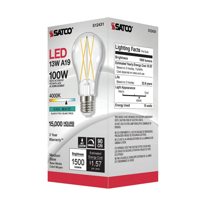 Satco S12431 12.5W A19 LED Light Bulb