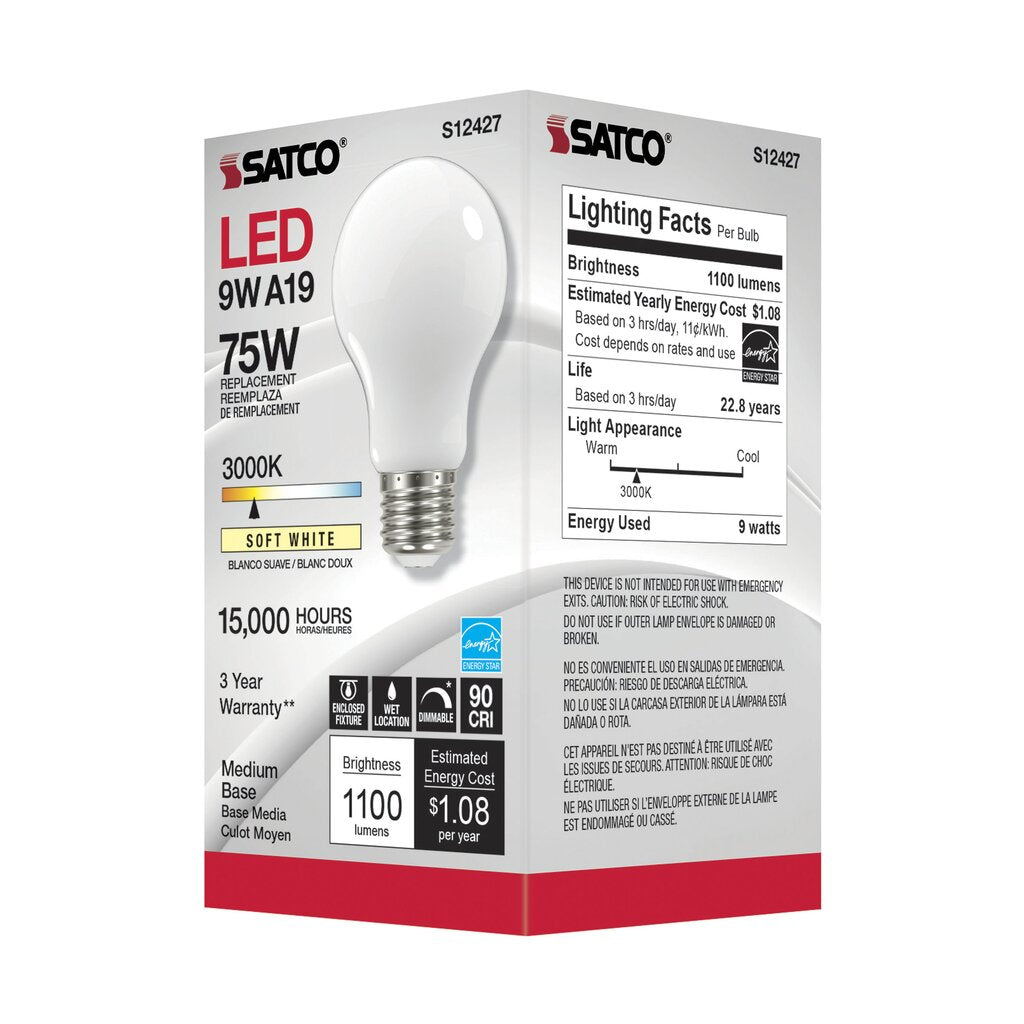 Satco S12427 11W A19 LED Light Bulb