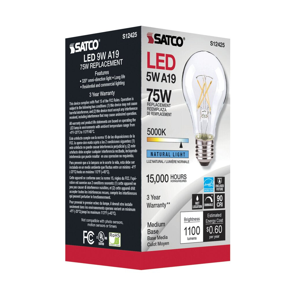 Satco S12425 10.5W A19 LED Light Bulb