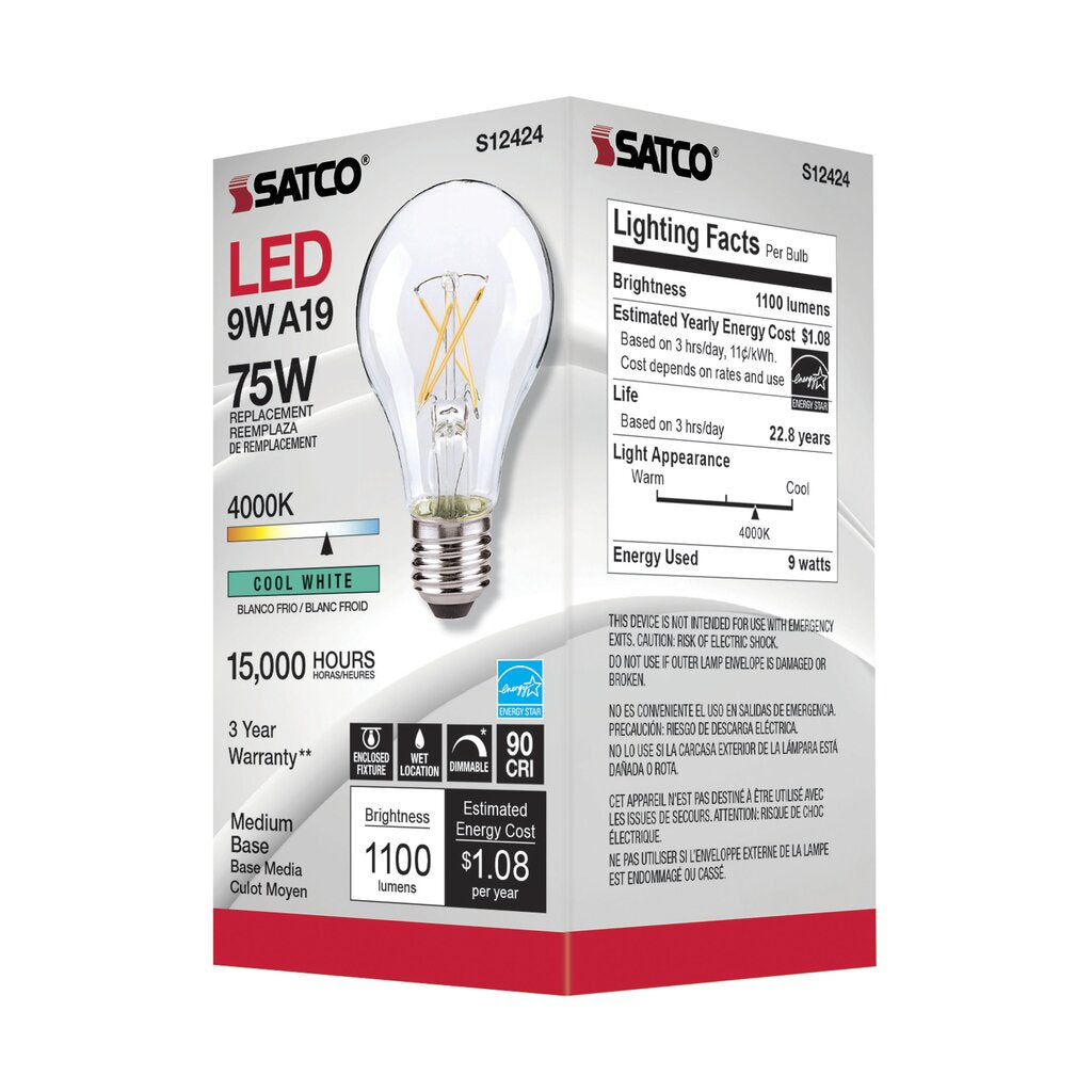Satco S12424 10.5W A19 LED Light Bulb