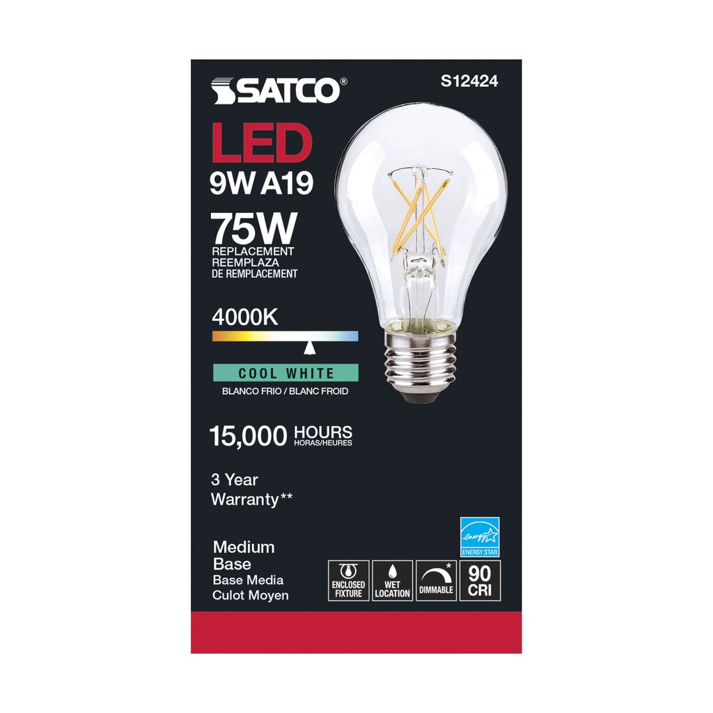 Satco S12424 10.5W A19 LED Light Bulb