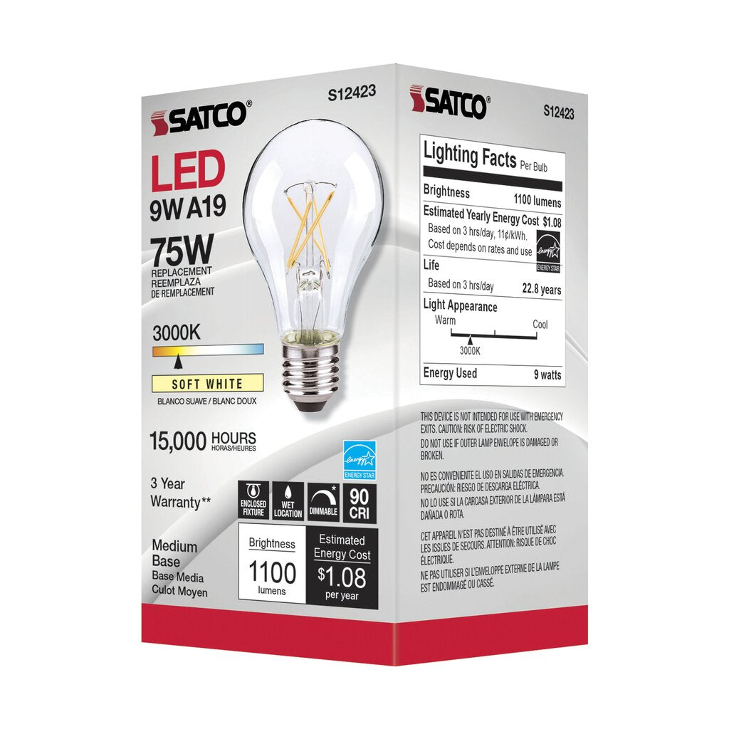 Satco S12423 10.5W A19 LED Light Bulb