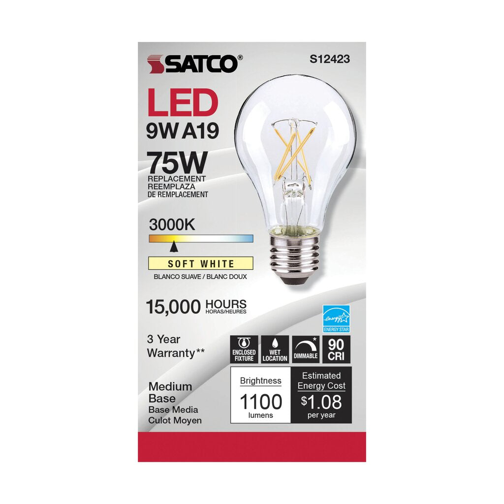 Satco S12423 10.5W A19 LED Light Bulb