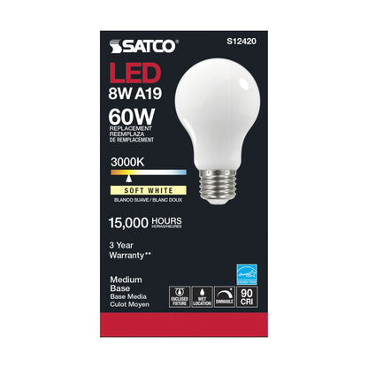 Satco S12420 8.2W A19 LED Light Bulb