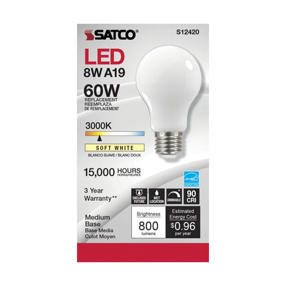 Satco S12420 8.2W A19 LED Light Bulb