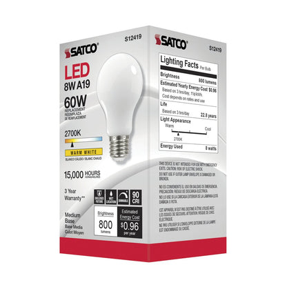 Satco S12419 8.2W A19 LED Light Bulb