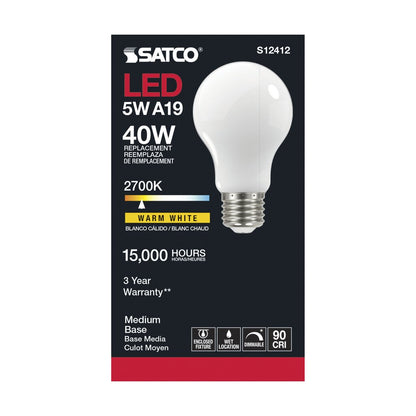 Satco S12412 5W A19 LED Light Bulb