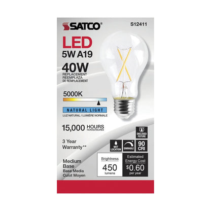 Satco S12411 5W A19 LED Light Bulb