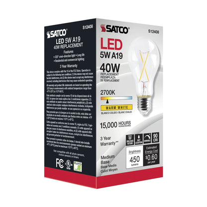 Satco S12408 5W A19 LED Light Bulb