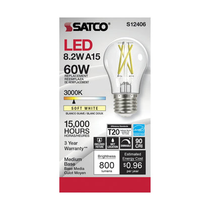 Satco S12406 8.2W A15 LED Light Bulb