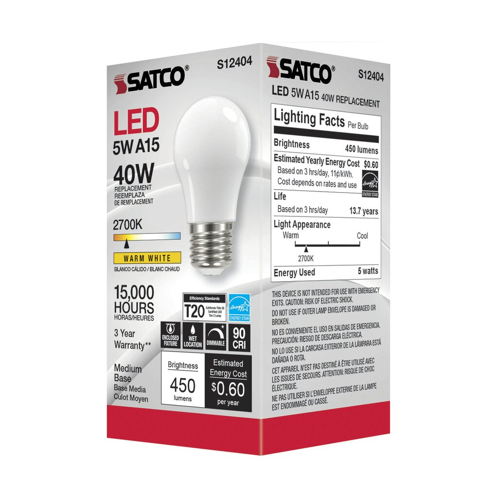 Satco S12404 5W A15 LED Light Bulb