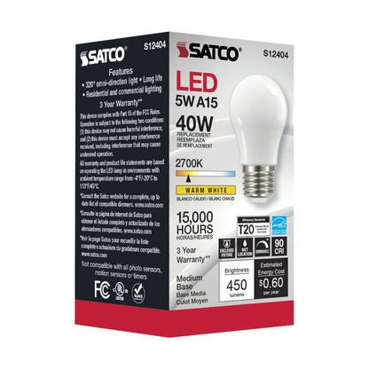 Satco S12404 5W A15 LED Light Bulb