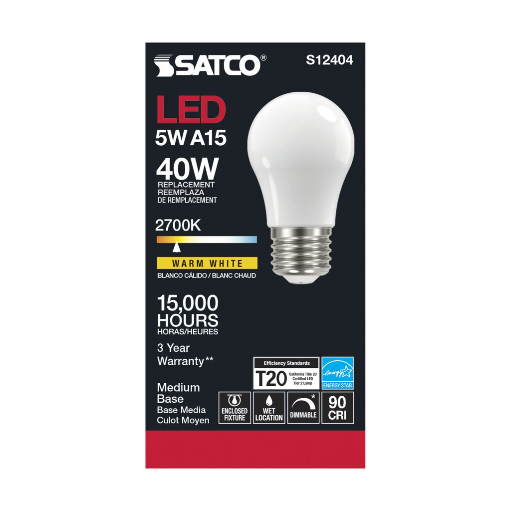 Satco S12404 5W A15 LED Light Bulb