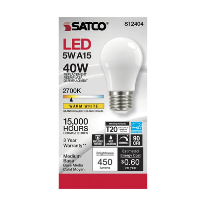 Satco S12404 5W A15 LED Light Bulb