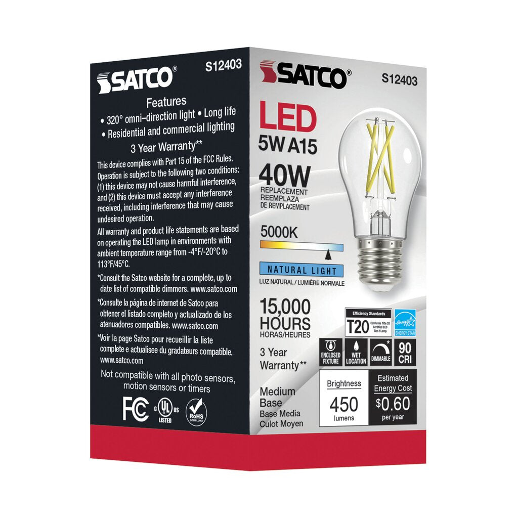 Satco S12403 5W A15 LED Light Bulb