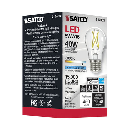 Satco S12403 5W A15 LED Light Bulb
