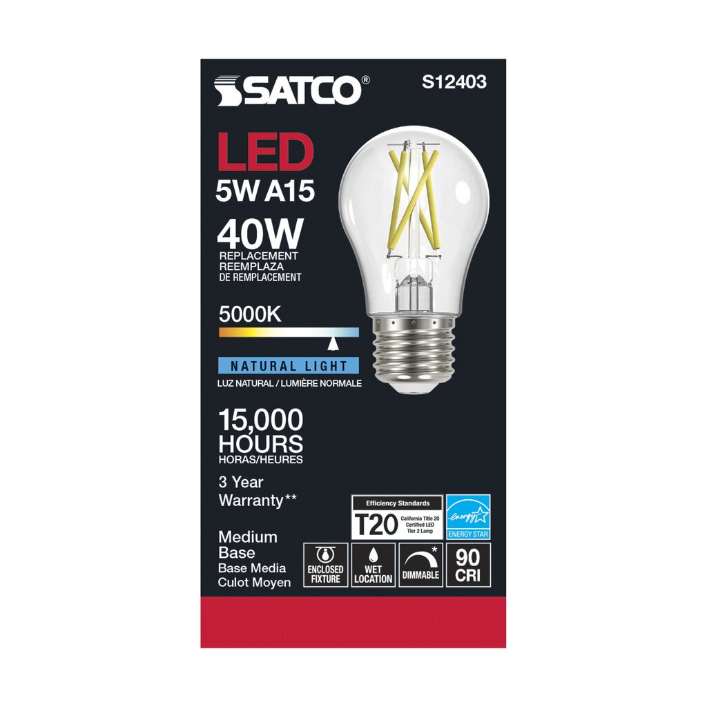 Satco S12403 5W A15 LED Light Bulb