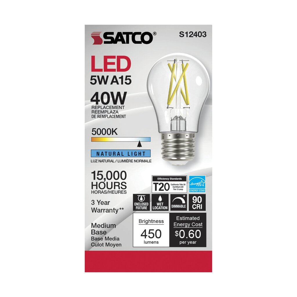 Satco S12403 5W A15 LED Light Bulb