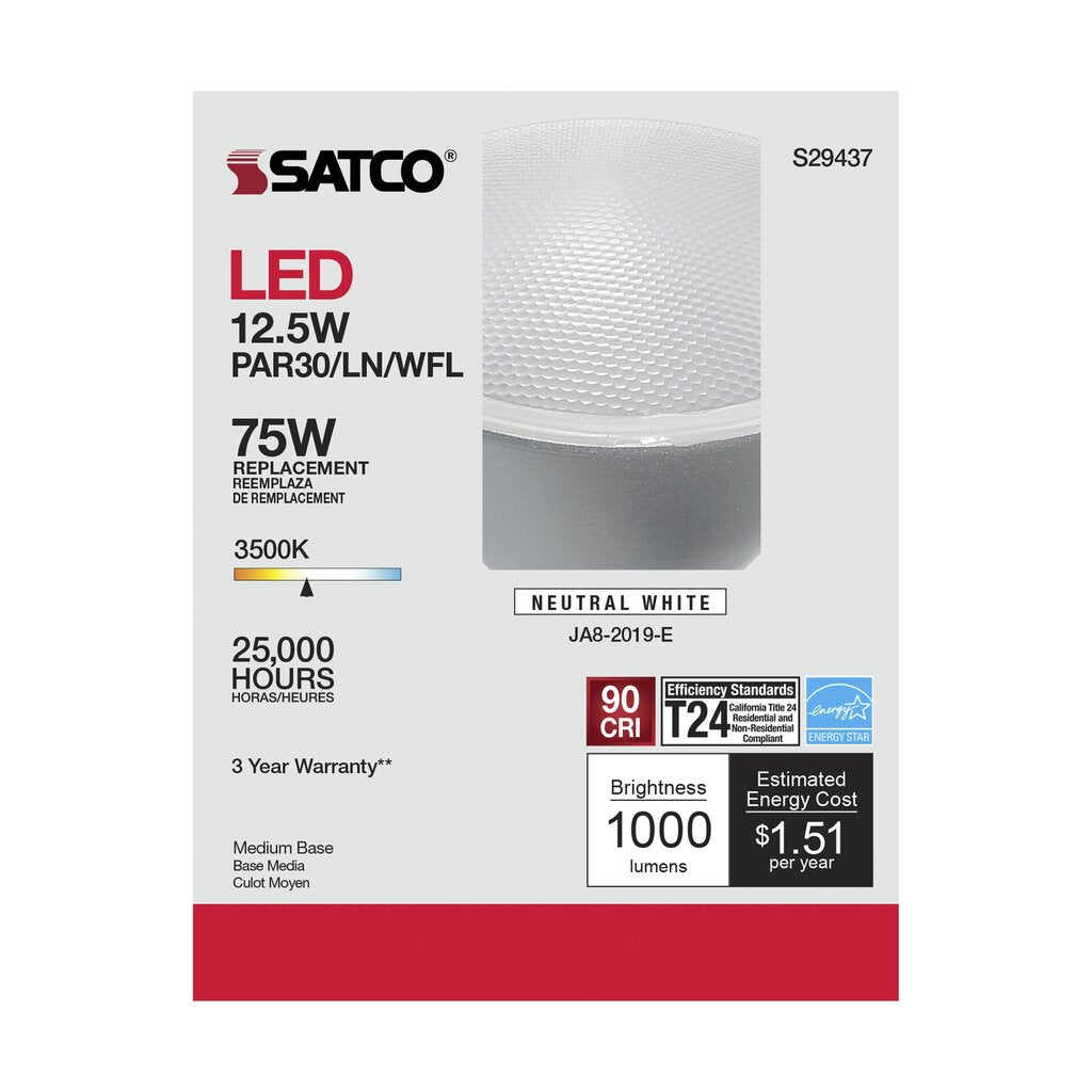 Satco S29437 12.5W PAR30 Long LED Light Bulb