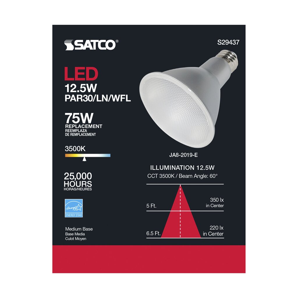 Satco S29437 12.5W PAR30 Long LED Light Bulb