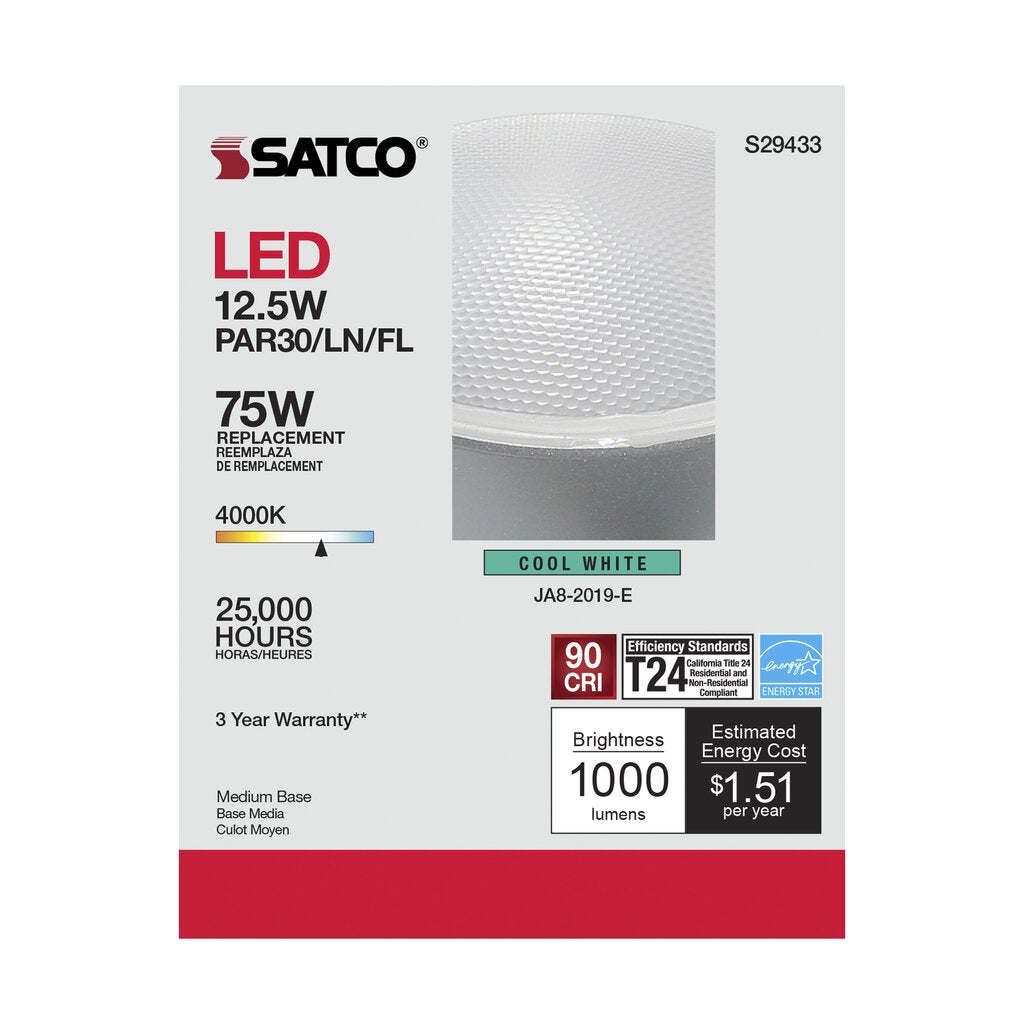 Satco S29433 12.5W PAR30 Long LED Light Bulb