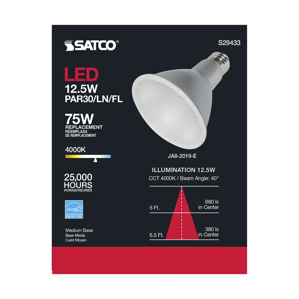 Satco S29433 12.5W PAR30 Long LED Light Bulb