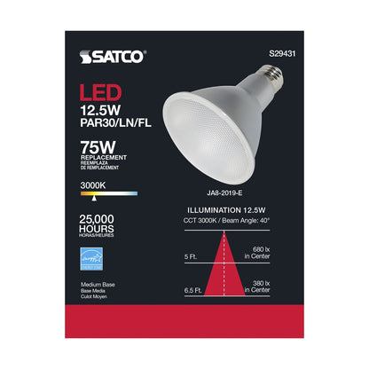 Satco S29431 12.5W PAR30 Long Soft White LED Light Bulb