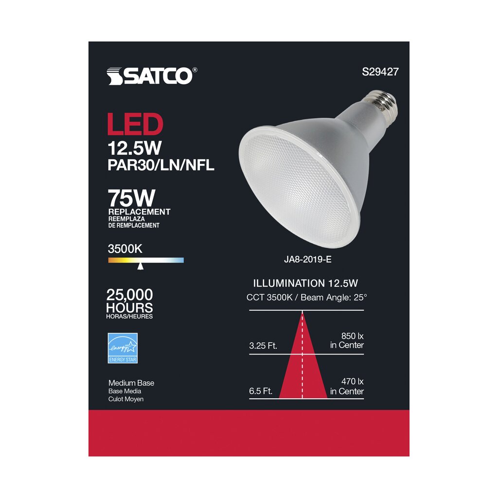 Satco S29427 12.5W PAR30 Long LED Light Bulb