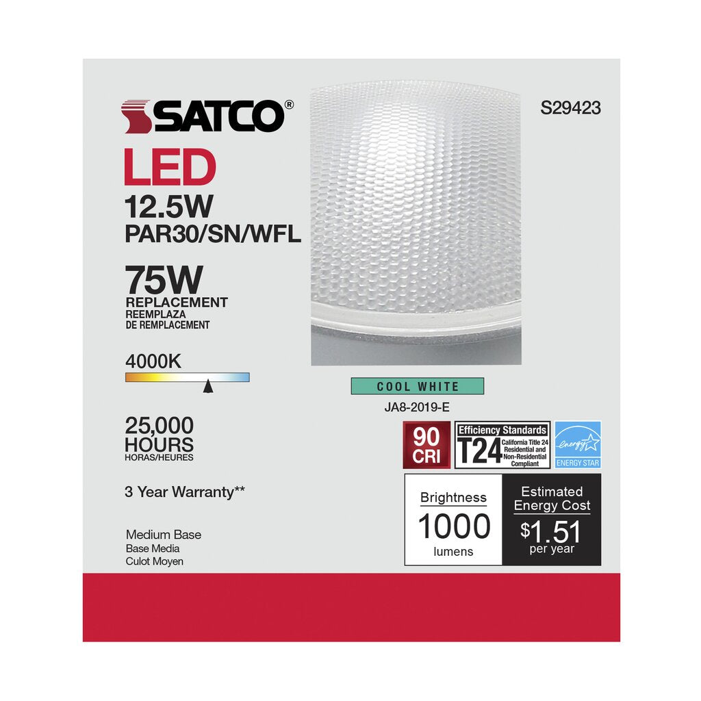 Satco S29423 12.5W PAR30 Short LED Light Bulb