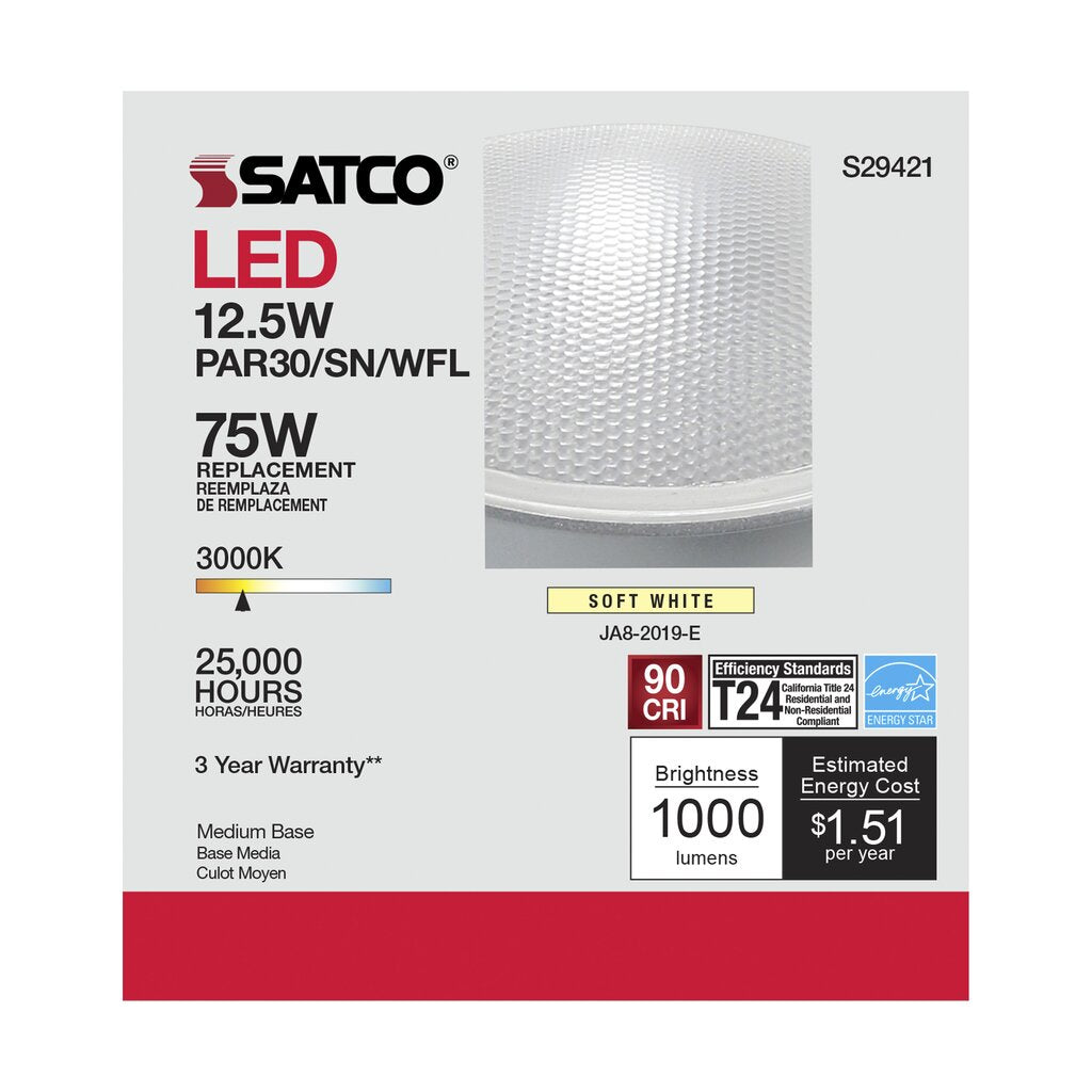 Satco S29421 12.5W PAR30 Short LED Light Bulb