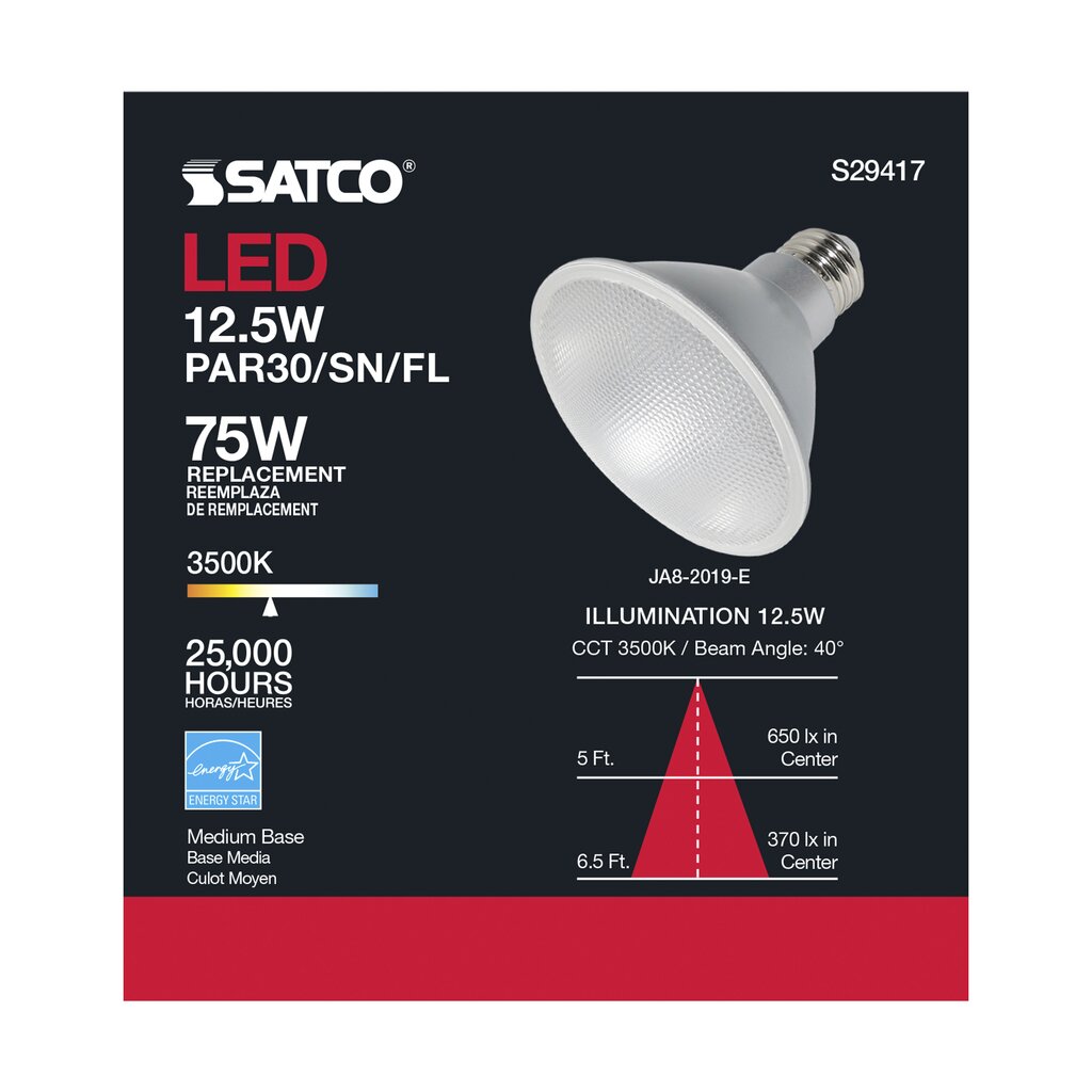 Satco S29417 12.5W PAR30 Short LED Light Bulb