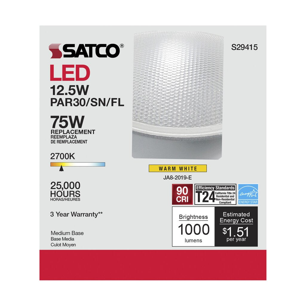Satco S29415 12.5W PAR30 Short LED Light Bulb