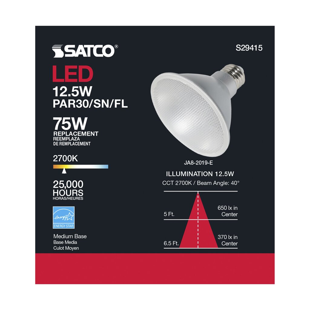 Satco S29415 12.5W PAR30 Short LED Light Bulb