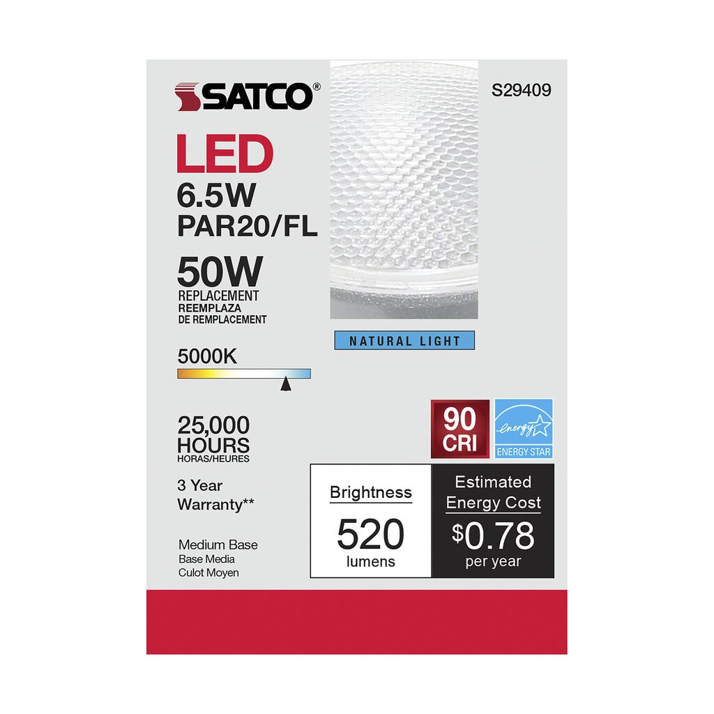 Satco S29409 6.5W PAR20 LED Light Bulb