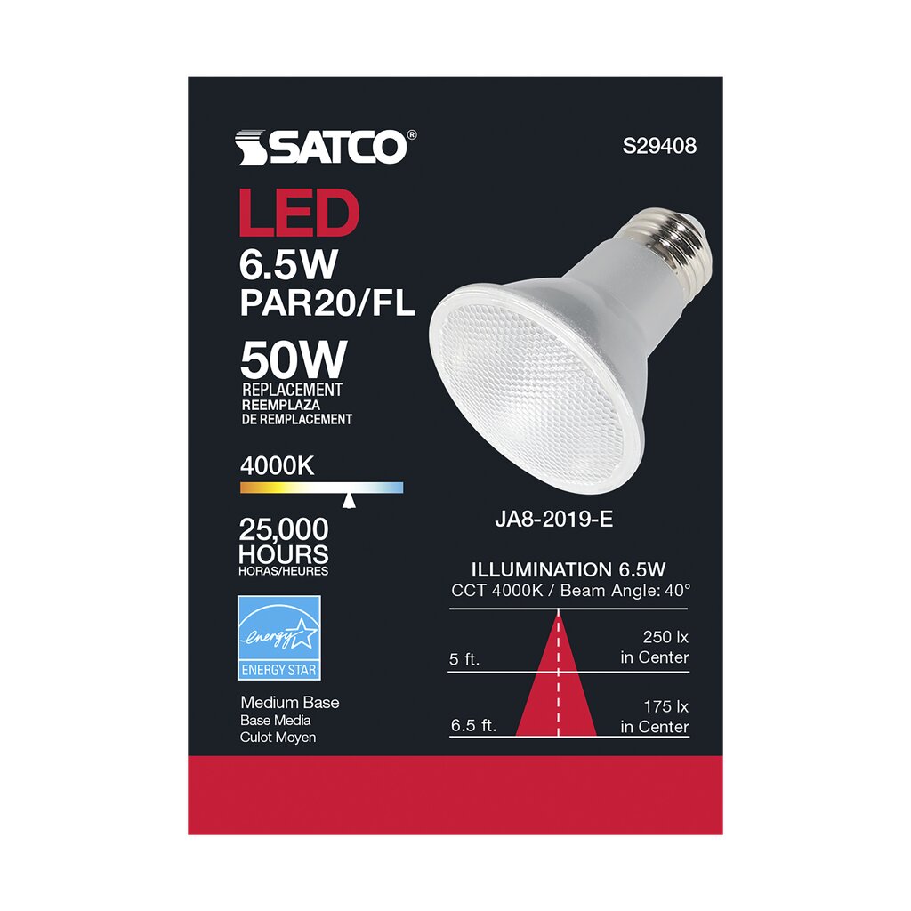 Satco S29408 6.5W PAR20 LED Light Bulb