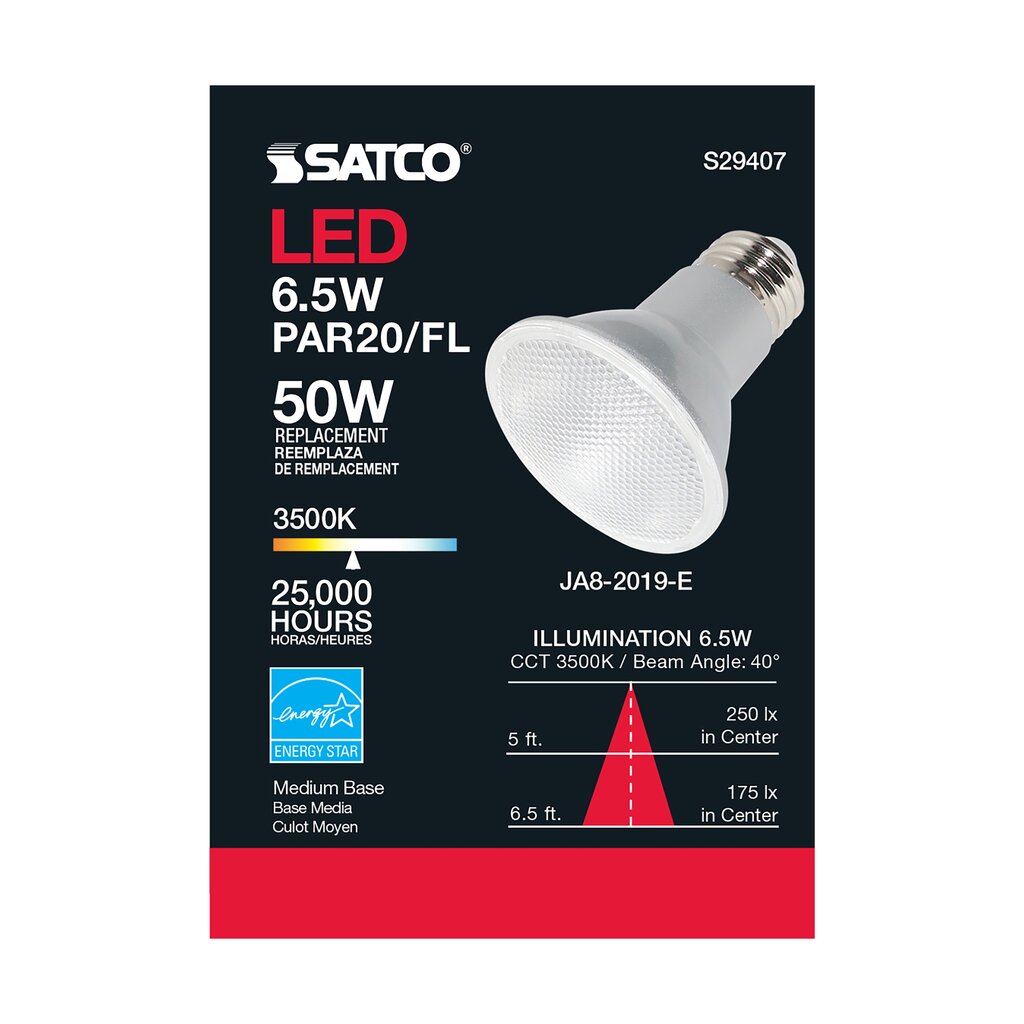 Satco S29407 6.5W PAR20 LED Light Bulb