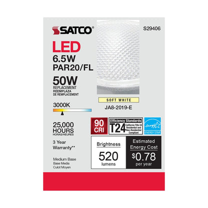 Satco S29406 6.5W PAR20 LED Light Bulb