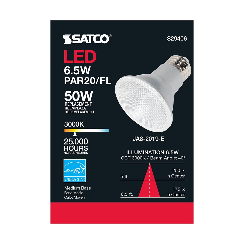 Satco S29406 6.5W PAR20 LED Light Bulb