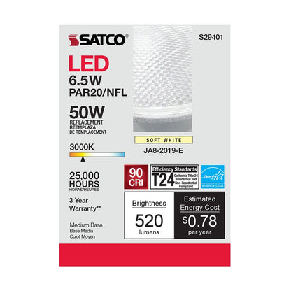 Satco S29401 6.5W PAR20 LED Light Bulb