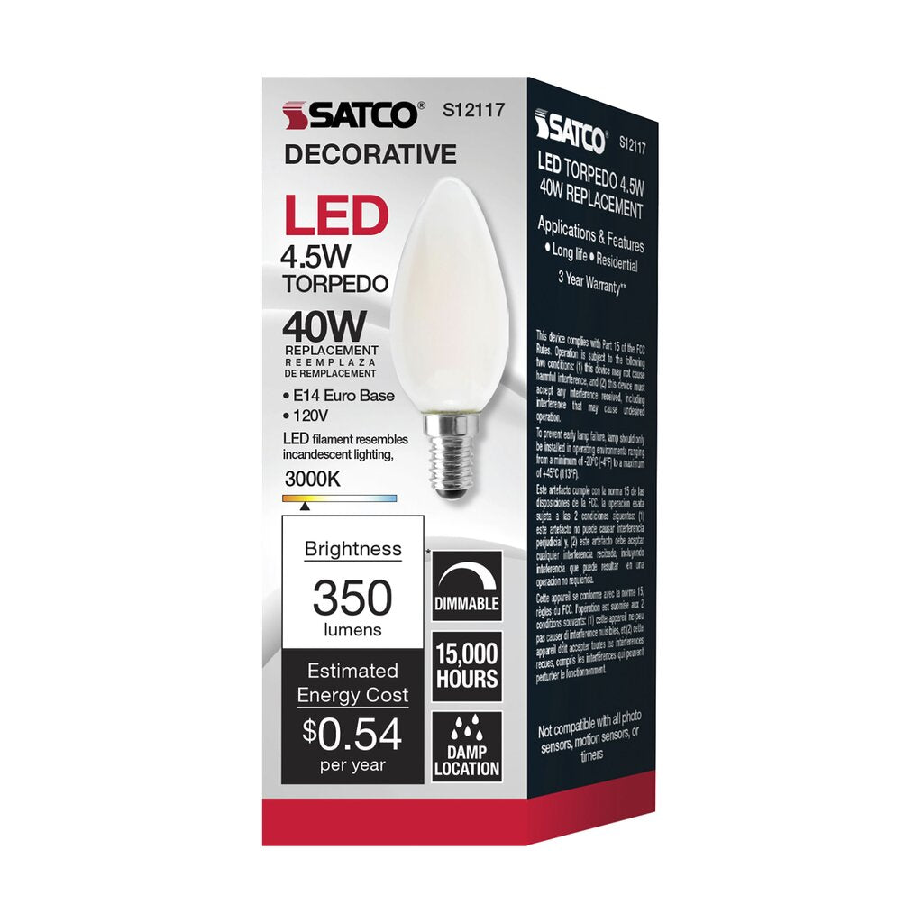 Satco S12117 4.5W B11 LED Light Bulb