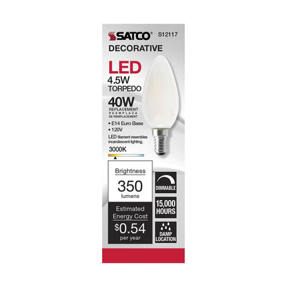 Satco S12117 4.5W B11 LED Light Bulb