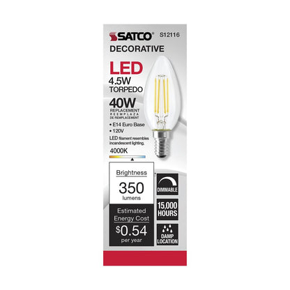 Satco S12116 4.5W B11 LED Light Bulb