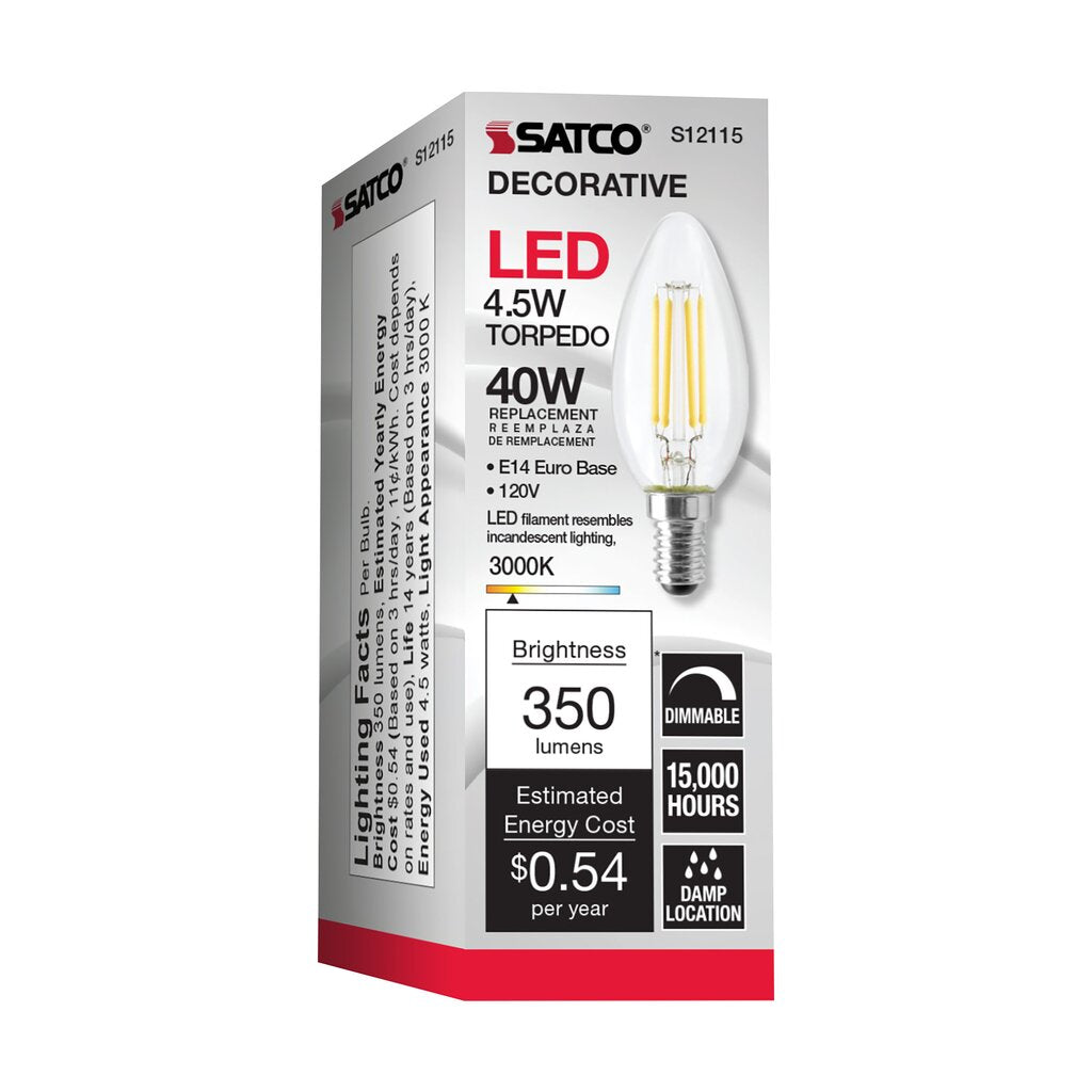 Satco S12115 4.5W B11 LED Light Bulb