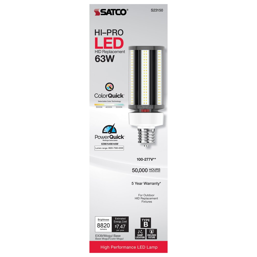 Satco S23150 45W/54W/63W LED Light Bulb