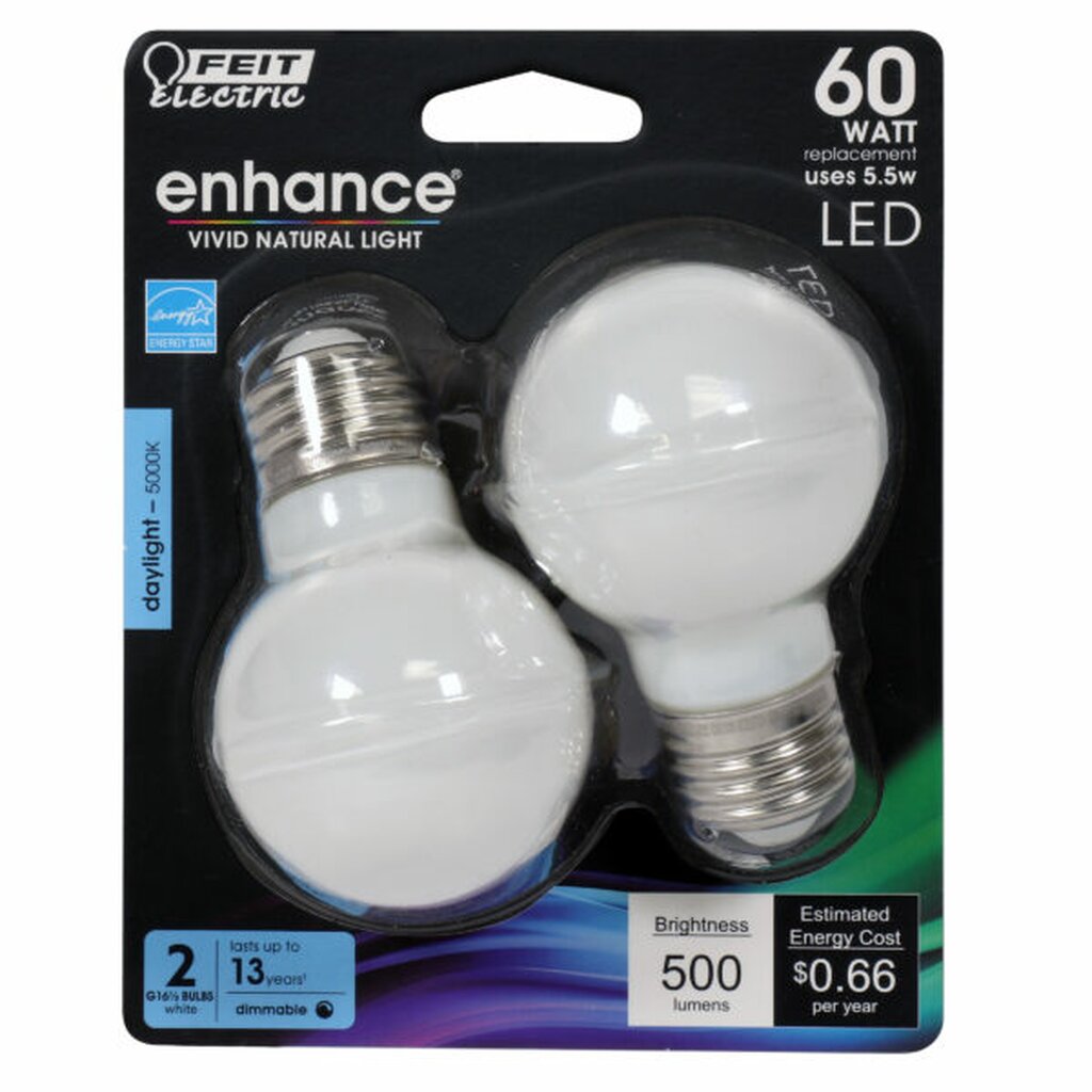 Feit Electric BPGM60W/950CA/FIL 5.5W G16.5 LED Light Bulb