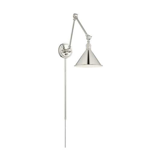 Satco 60-7362 Sconce Fixture Delancey Swing Arm Lamp; Polished Nickel