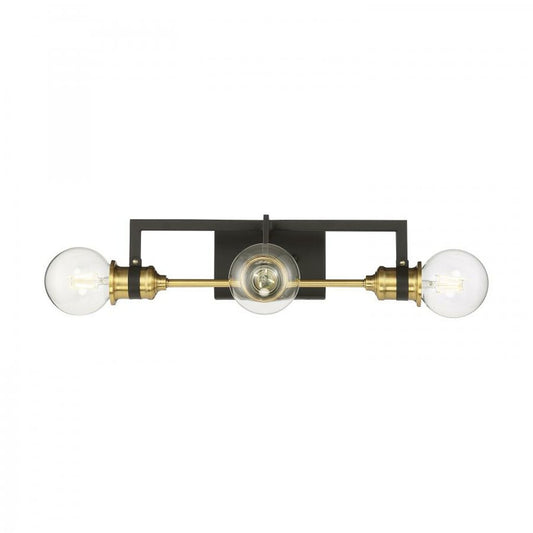Satco 60-6973 Vanity Fixture Intention; 3 Light; Warm Brass and Black