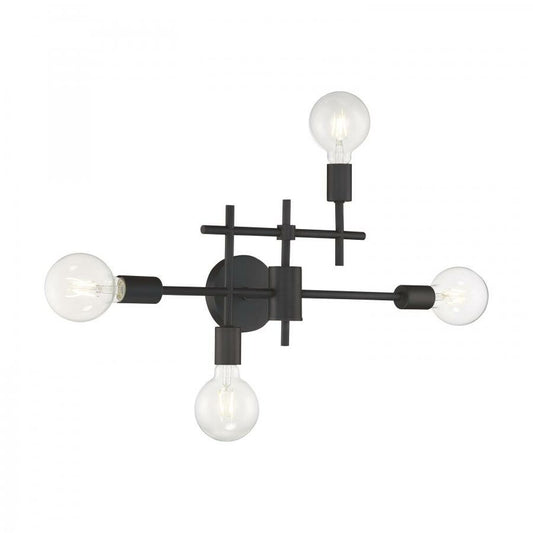 Satco 60-6861 Vanity Fixture Delphi; 4 Light; Black Finish