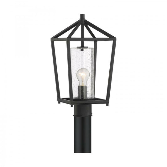 Satco 60-6595 Post Lantern Fixture Hopewell; 1 Light; Matte Black