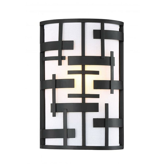 Satco 60-6431 Sconce Fixture Lansing; 2 Light; Wall with White Fabric